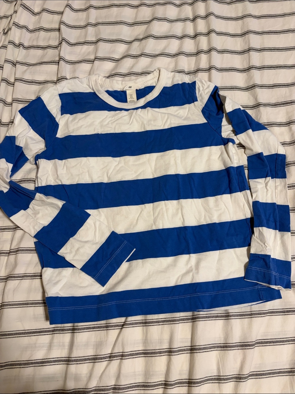 Blue & White Striped Kids Long-Sleeve Tee